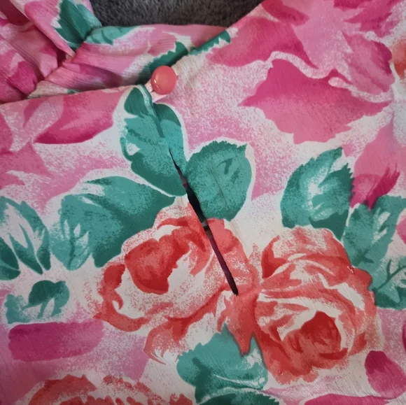 Andrea Gayle VTG 80s Floral Dress & Pink Blazer Jacket Cottage Retro Spring 10 - Picture 5 of 7